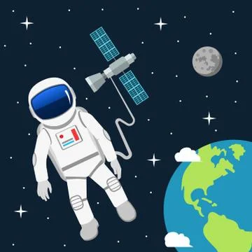 Astronaut in outer space concept vector illustration. Stock Illustration
