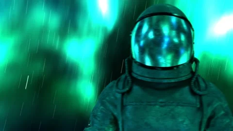 Astronaut in outer space. Cosmonaut in spacesuit. Weightlessness. Galaxy. Stock Footage 200774031