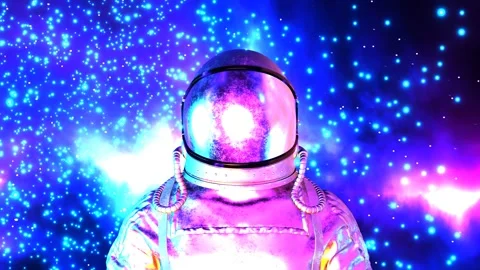Astronaut in outer space. Cosmonaut in spacesuit. Weightlessness. Galaxy. Stock Footage 200774043