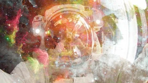 Astronaut in outer space. Elements of this image furnished by NASA. Illustrazione stock