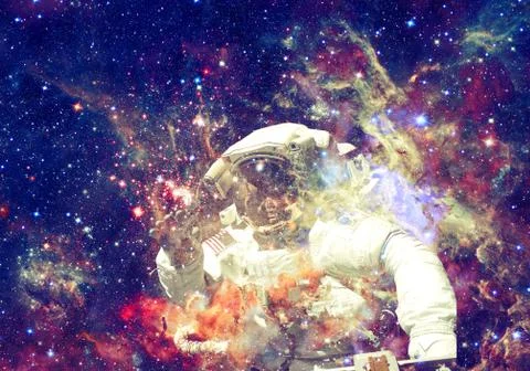 Astronaut in outer space. Elements of this image furnished by NASA Foto stock