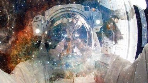 Astronaut in outer space. Elements of this image furnished by NASA. Foto stock