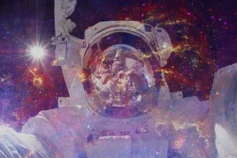 Astronaut in outer space. Elements of this image furnished by NASA Stockfoto's