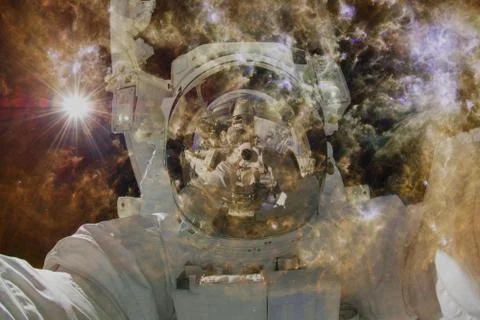 Astronaut in outer space. Elements of this image furnished by NASA Stock Photos