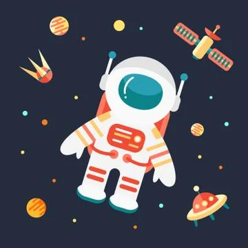 Astronaut in outer space Stock Illustration