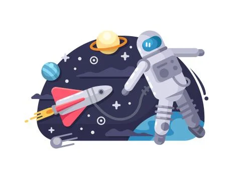 Astronaut in outer space Stock Illustration