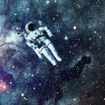 Astronaut in outer space. Nebula on the background. Foto stock