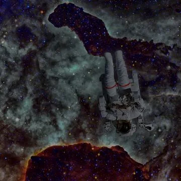 Astronaut in outer space. Nebula on the background. Stock Photos