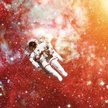Astronaut in outer space. Nebula on the background. Foto stock