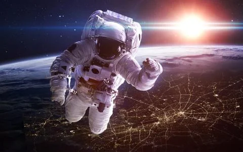 Astronaut in outer space Foto stock