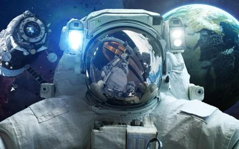 Astronaut in outer space Foto stock