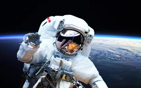 Astronaut in outer space. Spacewalk. Elements of this image furnished by NASA Foto stock
