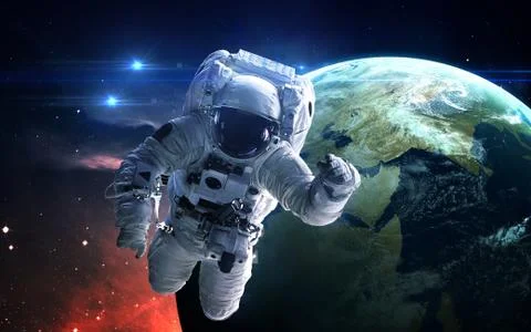 Astronaut in outer space. Spacewalk. Elements of this image furnished by NASA Stock Photos