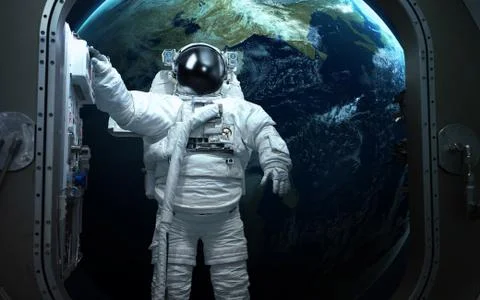 Astronaut in outer space. Spacewalk Foto stock