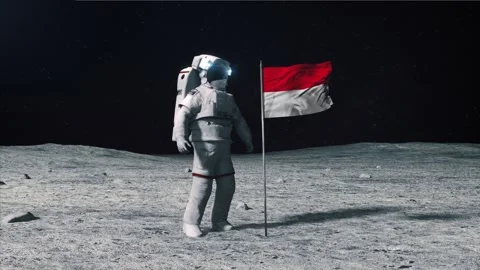 Astronaut in outer space on the surface of the moon. Planting Indonesia 動画素材 168337746