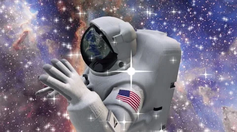 The astronaut in outer space zoom in Video stock 56952229