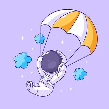 Astronaut is parachuting in the sky Stock Illustration