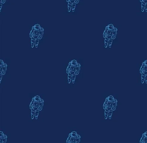 Astronaut pattern seamless. hand drawing cosmonaut background. spaceman Vecto 스톡 일러스트