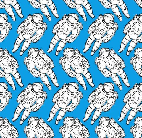 Astronaut pattern seamless. hand drawing cosmonaut background. spaceman Vecto イラスト素材