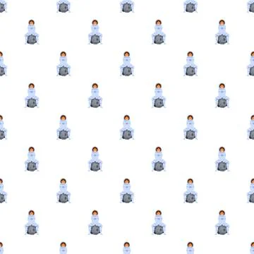 Astronaut pattern sitting on a grey asteroid Stock Illustration