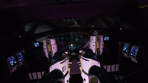The astronaut pilot maneuvers the spaceship during battle 06 Stock Footage 166955972