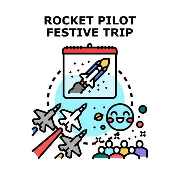 Astronaut pilot preparing for festive space trip launching Stock Illustration