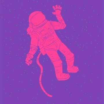Astronaut. Pink man in a spacesuit. Vector drawing Stock Illustration