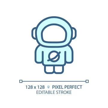 Astronaut pixel perfect light blue icon Stock Illustration