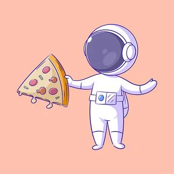 Astronaut with pizza in hand Stock Illustration