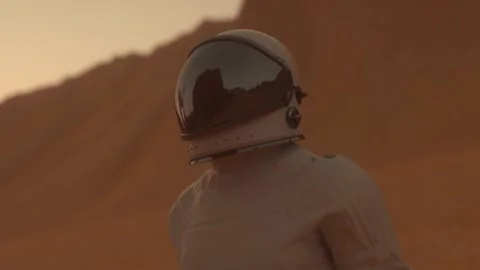Astronaut on the planet Mars. Colonization concept Stock Footage 166049434