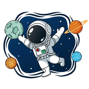 Astronaut With Planets In Space Stock Illustration