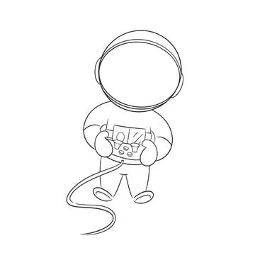 Astronaut is playing console game for coloring Stock Illustration