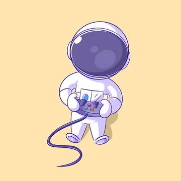 Astronaut is playing console game Stock Illustration