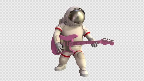 Astronaut playing guitar - 3d render looped with alpha channel. Stock Footage 259570498