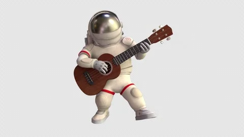 Astronaut playing guitar - 3d render looped with alpha channel. Stock Footage 259571660