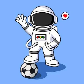 Astronaut Playing Soccer Ball Vector Illustration Cartoon Design Stock Illustration