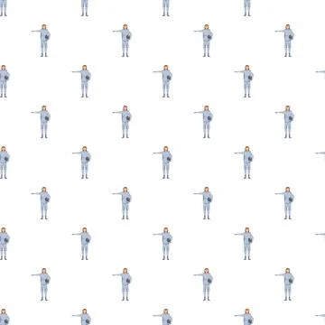 Astronaut pointing seamless pattern for space exploration Stock Illustration