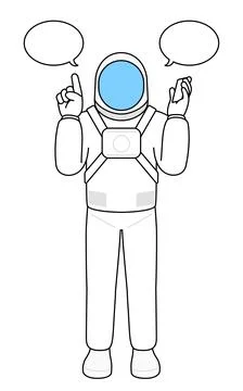 Astronaut pointing while on the phone. Stock Illustration