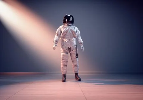 Astronaut pose against isolated background. Stock Illustration