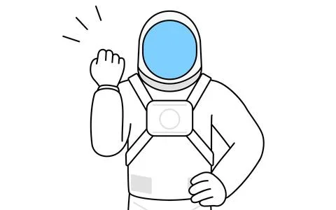 Astronaut posing with guts. Stock Illustration