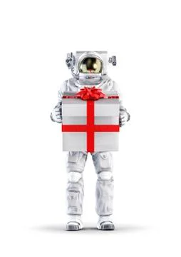 Astronaut with present Illustrazione stock
