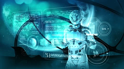 The astronaut receives a coded signal. 3D render Stock Footage 257005385