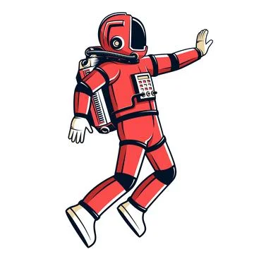A astronaut in a red spacesuit. Stock-Illustration