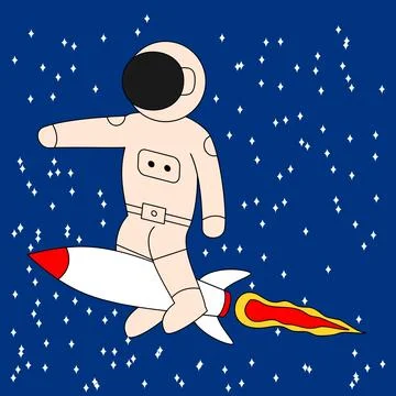Astronaut is riding a rocket in space Stock Illustration