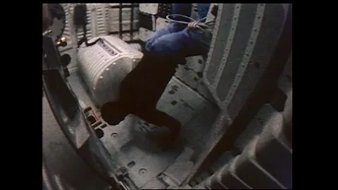 Astronaut Robert Crippen working aboard Space Shuttle Colombia STS-1 Stock Footage 270937296