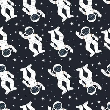 Astronaut with rocket and alien in the open space Stock Illustration