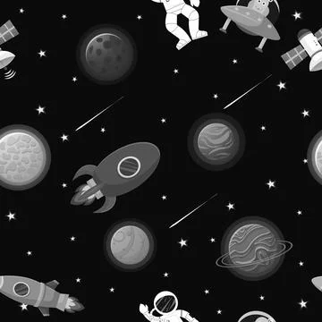 Astronaut with rocket and alien in the open space 스톡 일러스트