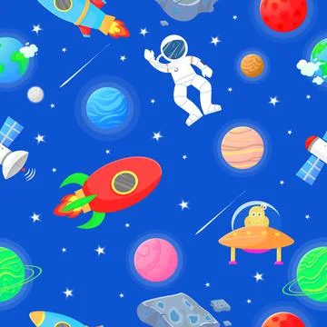 Astronaut with rocket and alien in the open space 스톡 일러스트