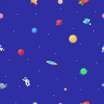 Astronaut with rocket and alien in the open space Stock Illustration