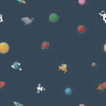 Astronaut with rocket and alien in the open space Stock Illustration